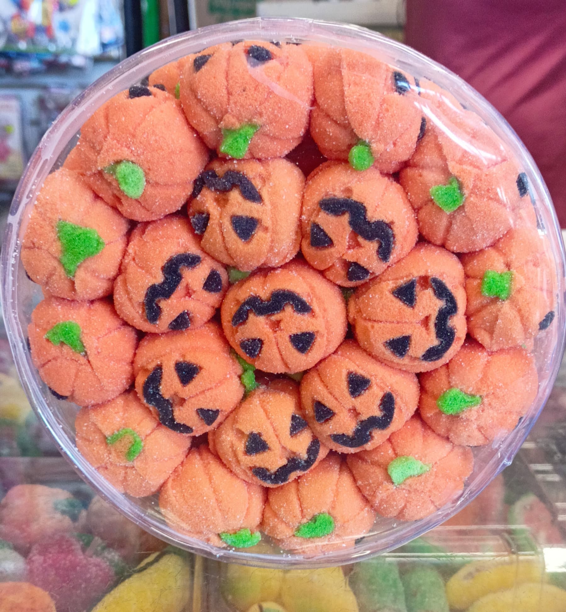 Estuche bombón calabaza redonda con 40pzs